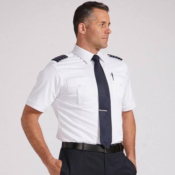 A Cut Above Men’s Pilots Brooks Uniform Short Sleeve Shirt in Gray, size 16.5 - Picture 3 of 6